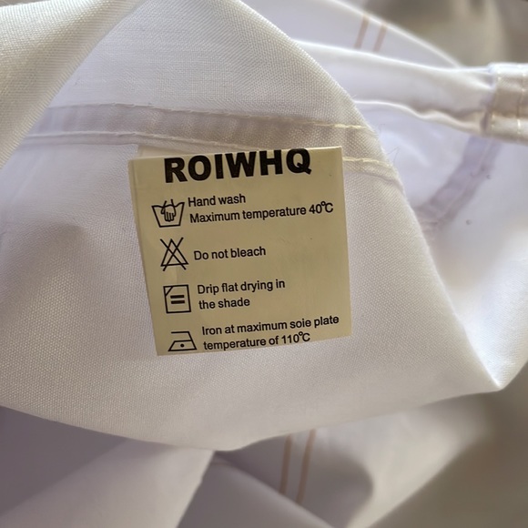 White button down with faux suede trim - Picture 8 of 9